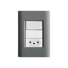 CJ 1 INTERRUPTOR PARALELO + TOMADA DE 10A GIZ TITÂNIO COM BRANCO TRAMONTINA - comprar online