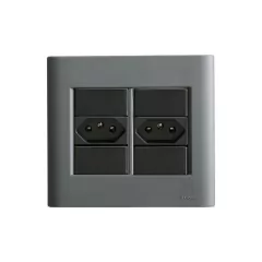 CONJ 2 TOMADAS 20A 4X4 GIZ TITÂNIO COM GRAFITE TRAMONTINA - comprar online