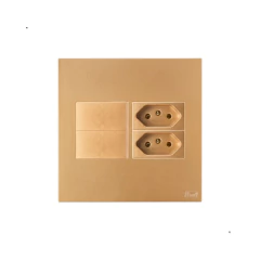 CONJ 2 INTERRUPTORES PARALELO + 2 TOMADA 20A RECTA SATIN OURO NOBRE BLUX 4X4 - comprar online