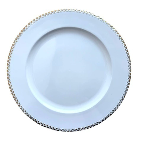 PLATO DE SITIO REDONDO 33CM BLANCO C/ UN SOLO BORDE DORADO - comprar online