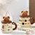Taza de Cerámica con Tapa de Silicona + Sorbete de Vidrio Bear Wow - 420ml - comprar online