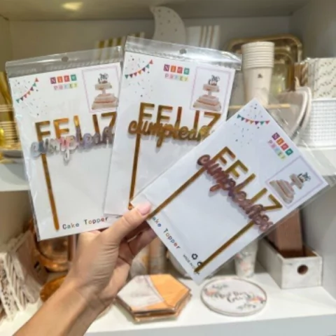 Cake Topper Acrilico FC Combinado DORADO Y ROSA GOLD - comprar online