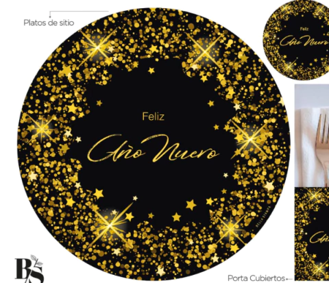 PLATO DE SITIO BS AÑO NUEVO NEGRO x 24 u - comprar online