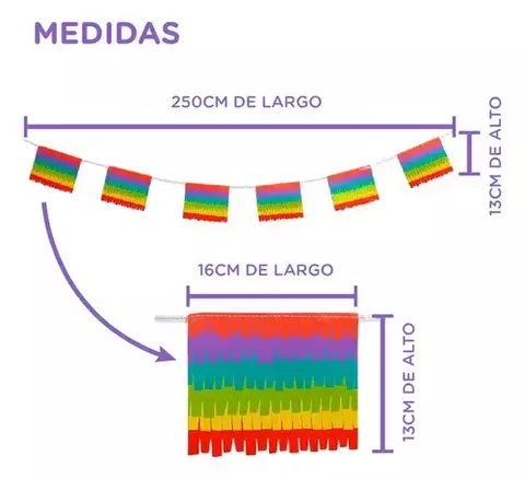 GUIRNALDA FLECOS IMPRESOS MULTICOLOR INTENSO - comprar online
