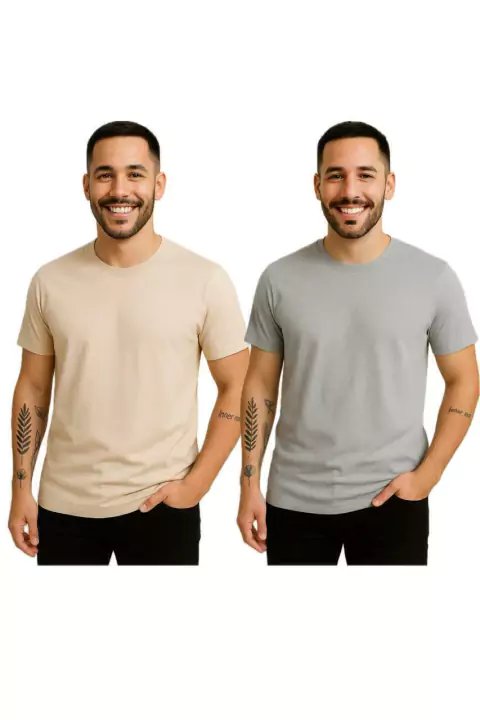 Kit 2 Camisetas Básica Lisa Malha Peruana 40.1 Pima - comprar online