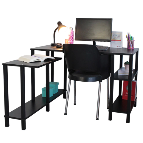 Mesa Conjugada Preta Montantes Pretos