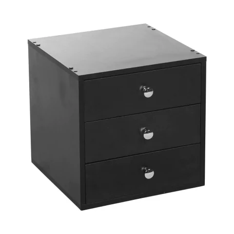 Cubo 40 Preto c/ 3 Gavetas