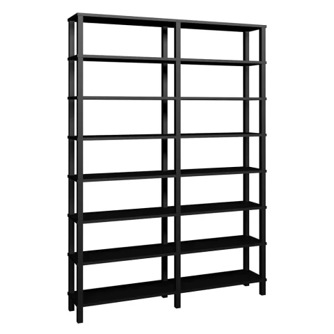 Estante 140x26x195 Preta Montantes Pretos c/ 7 Prat. 24,3
