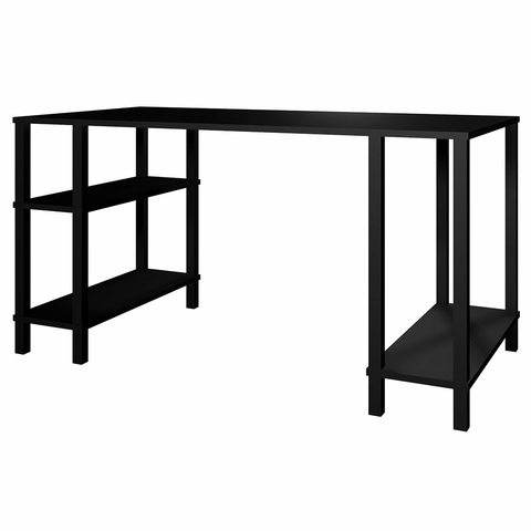 Mesa Simples 140x72 Preta Montantes Pretos