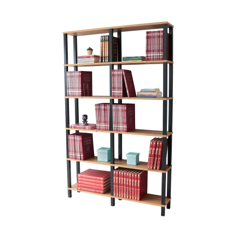 Estante 116x23x186 Freijó Montantes Pretos