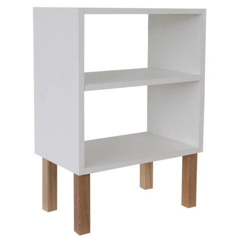 Mesa de Cabeceira Cubo 40x56x24 Branco c/ Prateleira