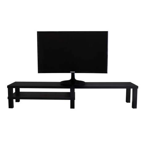 Suporte p/ Monitor Preto 1,0m x 26cm x 17,4cm c/ Prateleira Lateral