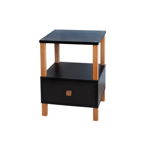 Evo Mesa de Cabeceira Preto 1 Gaveta Baixa