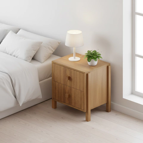 Mesa de Cabeceira Evo Freijó 2 Gavetas - comprar online