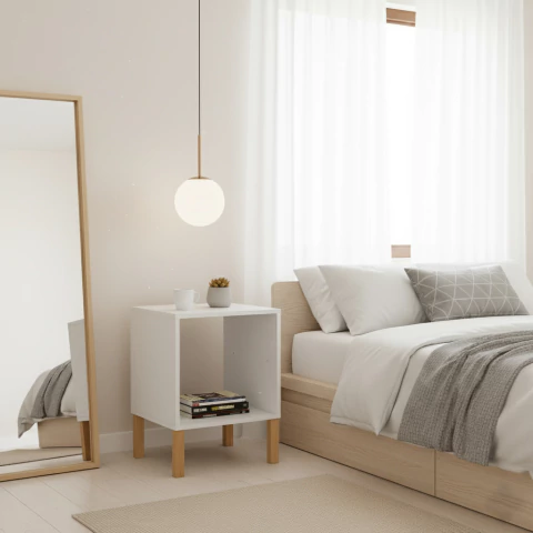 Mesa de Cabeceira Cubo 40x56x40 Branco - comprar online