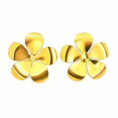 Brinco Flor Cinco Pétalas Lisas Banho Dourado