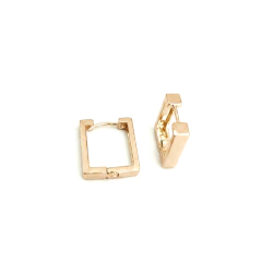 Brinco Argola Quadrada Simples Banho Dourado