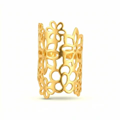 Anel Floral Tamanho G Banho Dourado