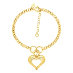 Pulseira Coracao Vazado com Textura