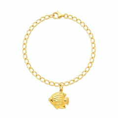 Pulseira Banho Dourado Pingente Peixe Texturizado