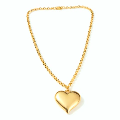 Colar Banho Dourado Pingente Coração Cheio