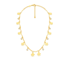 Colar Banho Dourado Mãos e Ponto de Luz 40cm