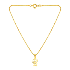 Colar Banho Dourado Veneziana Pingente Menino 44cm