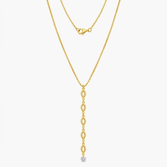 Colar Gravata Banho Dourado 5 Gotas vazada Ponto De Luz 44cm