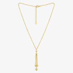 Colar Gravata Banho Dourado Com 4 Bolinhas 52cm