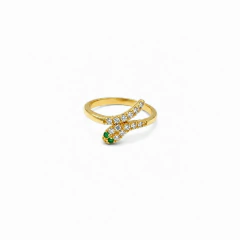 Anel Cobra Olho Verde Tamanho 16 Banho Dourado