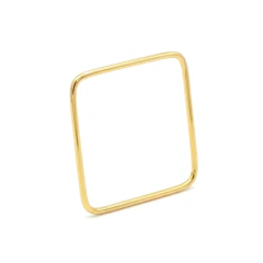 Anel Tamanho 19 Quadrado Liso Vazado Banho Dourado