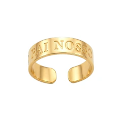 Anel Regulável Pai Nosso Banho Dourado Tamanho M