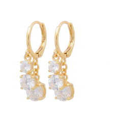 Brinco Banho Dourado Argola 3 Ponto Luz