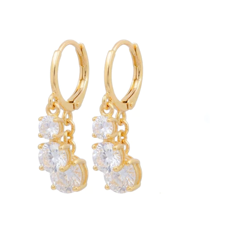 Brinco Banho Dourado Argola 3 Ponto Luz