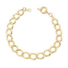 Pulseira Robusta com Elos Duplos Banho Dourado