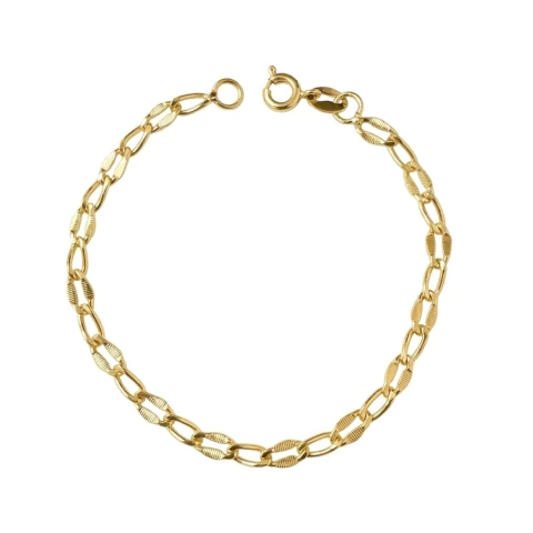 Pulseira Elos Trabalhados Banho Dourado