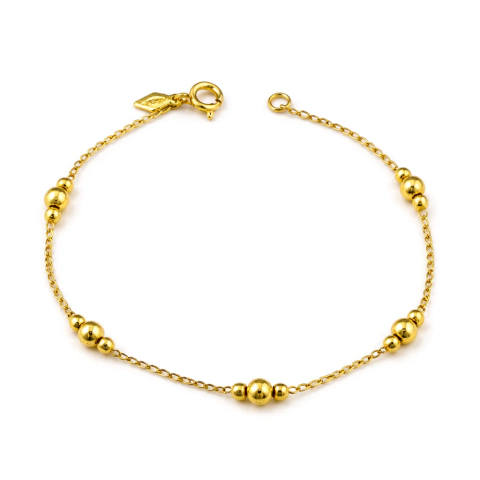 Pulseira com Bolinhas Banho Dourado