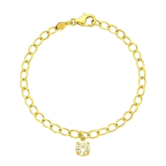 Pulseira Malha Oval com Ponto de Luz Banho Dourado