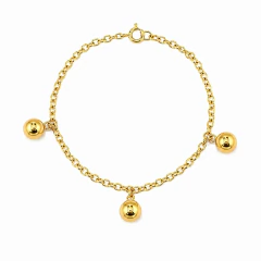 Pulseira Portuguesa com Bolinhas Banho Dourado