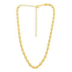 Colar Banho Dourado Com Perolas Com Bordas Texturizada