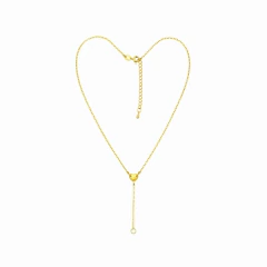 Colar Banho Dourado Gravata Com Pingente De Coração Liso
