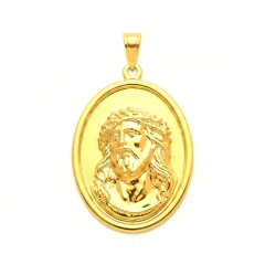 Pingente Banho Dourado Medalha Jesus Texturizada