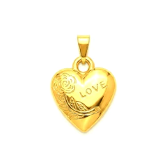 Pingente Banho Dourado Coração Texturizado Com Flor e Nome Love