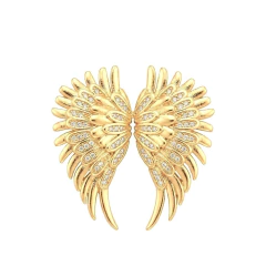 Pingente Banho Dourado Asas Cravejada Com Zirconias