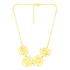 Colar Banho Dourado Quatro Flores Vazada