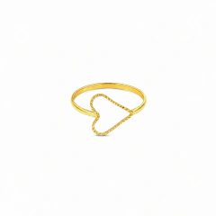 Anel Coração Texturizado Tamanho 15 Banho Dourado