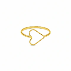 Anel Coração Texturizado Tamanho 20 Banho Dourado