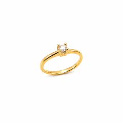 Anel Solitário Cristal Tamanho 17 Banho Dourado