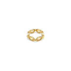 Anel Tamanho 14 Banho Dourado Elo Corrente Vazada