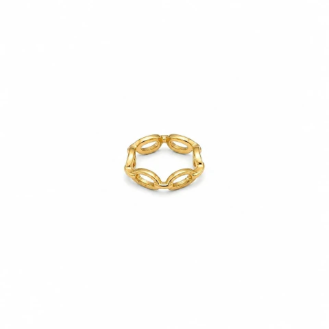 Anel Tamanho 14 Banho Dourado Elo Corrente Vazada